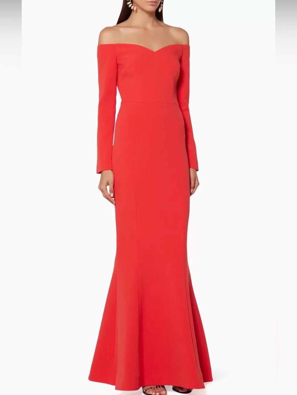 NWT Rebecca Vallance Red Off-Shoulder Gown Size 4